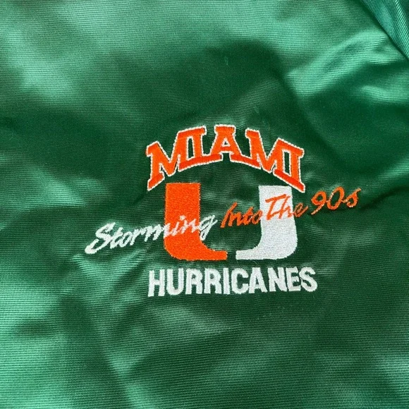 VINTAGE Miami Hurricanes Stitch Count Jacket XL Green Rare 90s Made In USA VTG - Picture 7 of 11